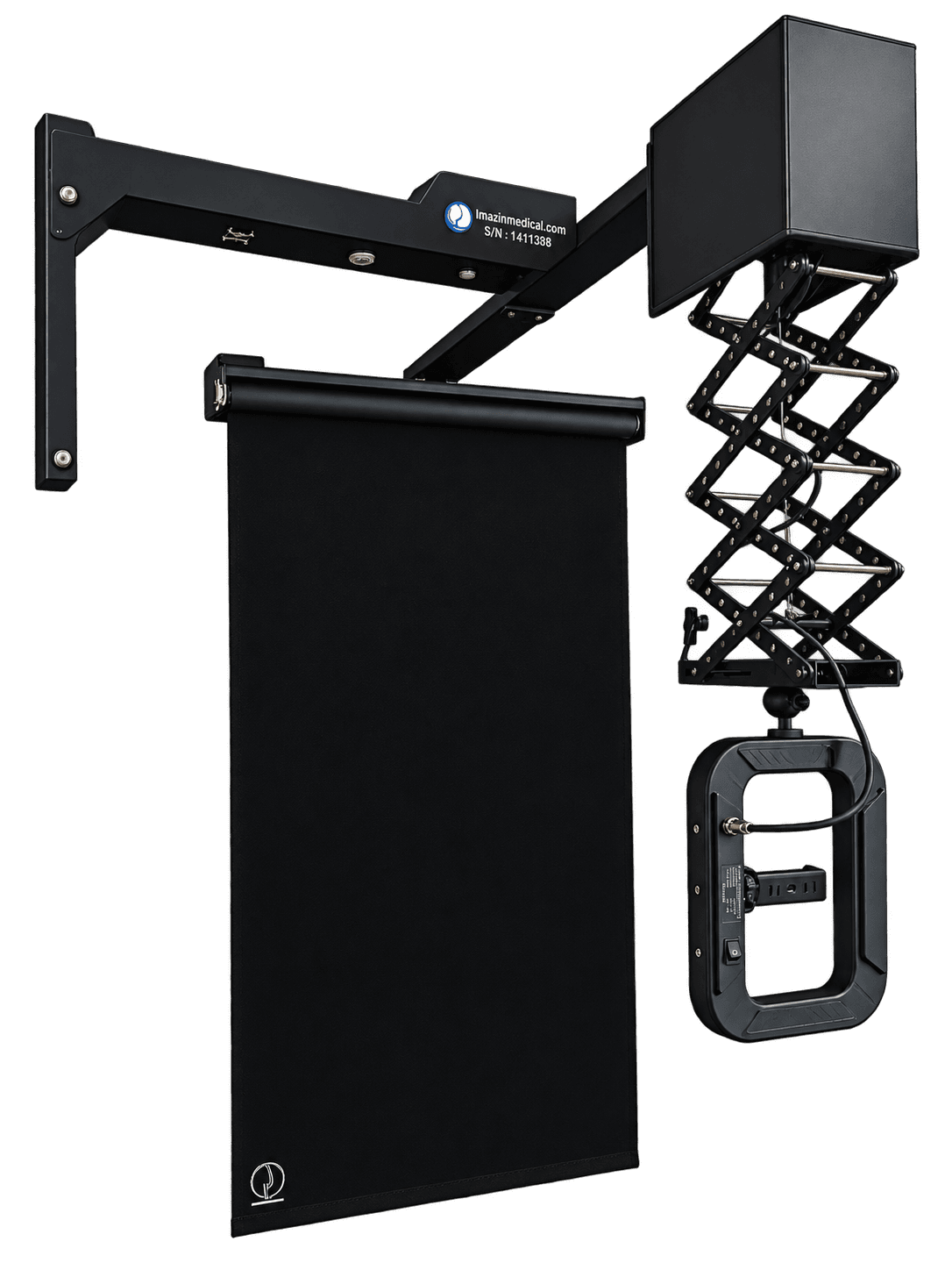 Imazh Skywall wall-mounted imaging device with phone mount, ring light and backdrop